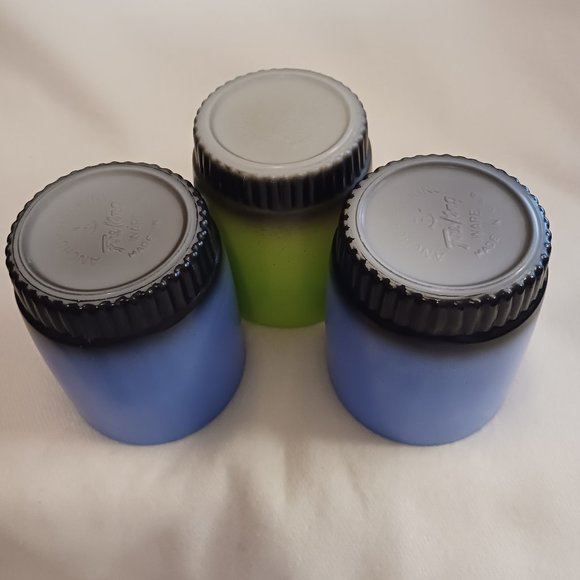 Vintage Anchor Hocking 3 Piece Fire King Mug Set Blue and Green Made in USA - Picture 5 of 6